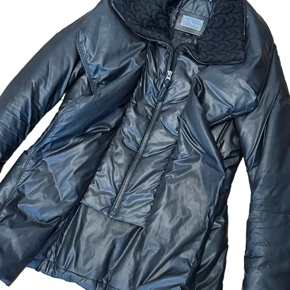 SOLD:Mackage Women's Down Kay Knit Collar Puffer Jacket - Black, S - Picture 7 of 13